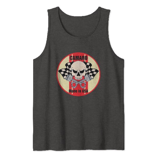 Camaro Made in USA skull & pistons Tank Tops