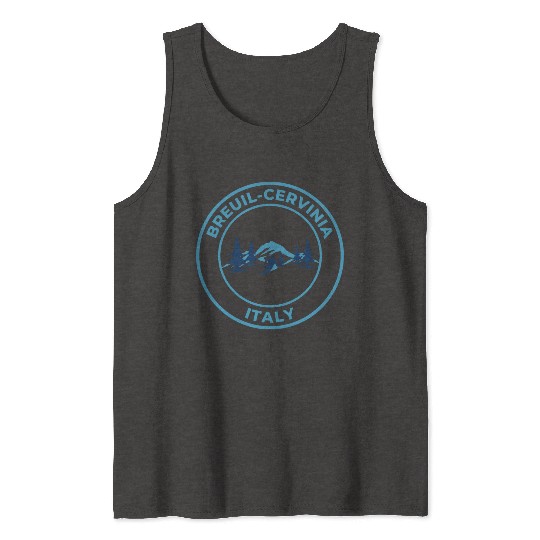 Retro cool Skiing in Breuil Cervinia Italy Blue Tank Tops