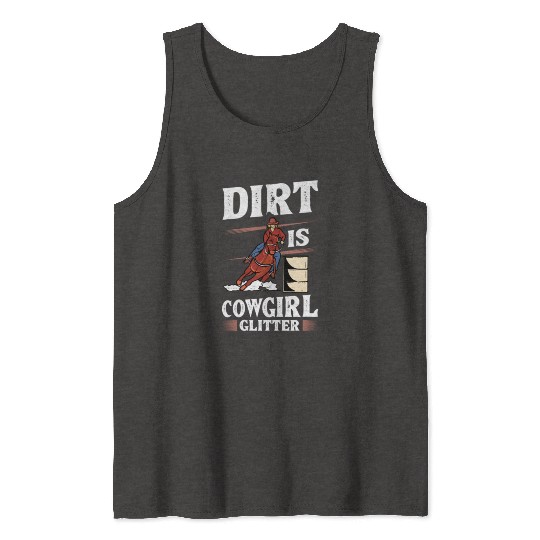 Dirt Barrel Racing Horse Cowgirl Glitter yellow Tank Tops
