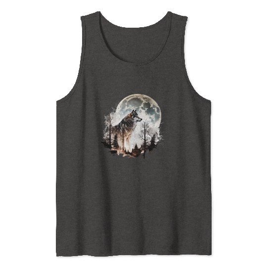Wolf Moonlight Forest Wild Werewolf Watercolor 5 Tank Tops