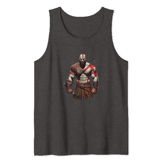 iconic Kratos, the God of War Tank Tops