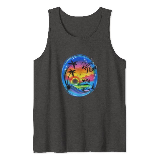 Beach Please Airbrush Colorful Tank Tops
