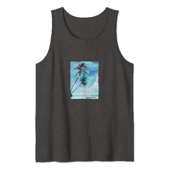 Artistic Cape Coral Florida Palm Tree Vacation Tank Tops