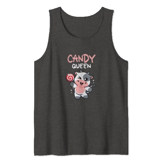 Candy Queen I Lollipop I Cow I Kids I Candy Tank Tops