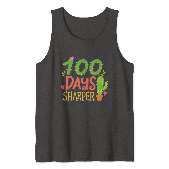 100 Days Of School Student Teacher Cactus Tank Tops