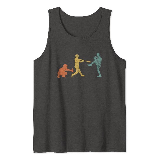 Baseball Catcher Pitcher Batter Vintage Tank Tops
