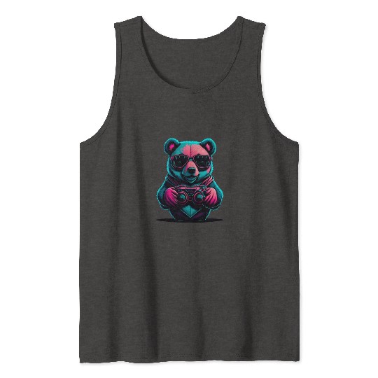 Cute Bear Panda gamer Tank Tops