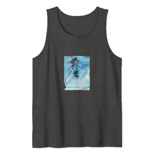 Artistic Nassau Bahamas Palm Tree Vacation Tank Tops