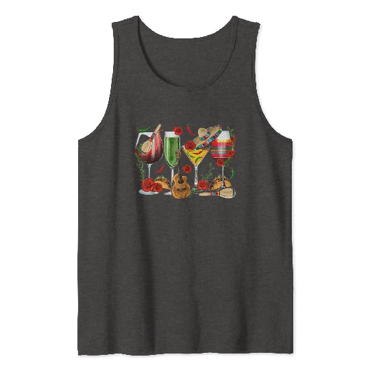 Mexico Wine Tequila Cinco De Mayo Mexican Fiesta Tank Tops
