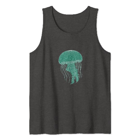 Sea life, Green Jellyfish Tank Tops