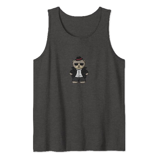 Kawaii Gangster Bear with Black Sunglasses Tank Tops