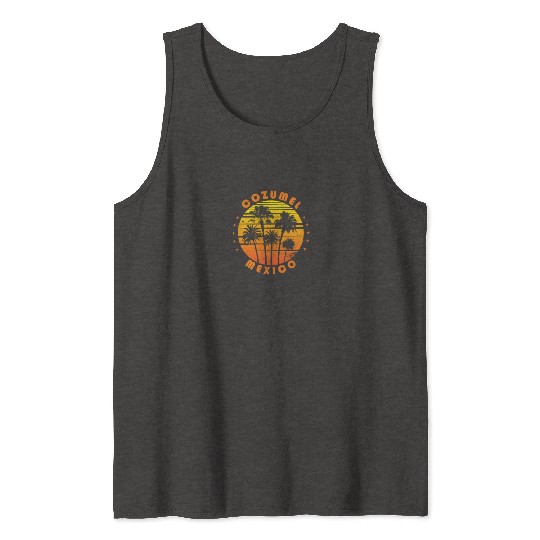 Retro Cozumel Mexico Souvenir Vintage Palm Tree Tank Tops