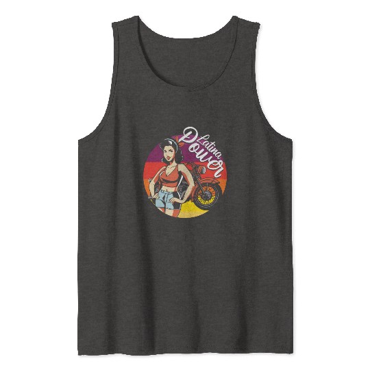 Latina Power Motorcycle Rider Woman Hispanic Tank Tops