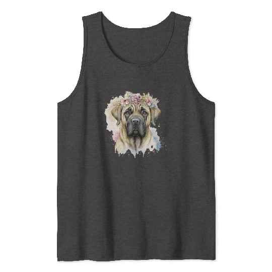 Cute English Mastiff Flower Crown Pet Dog Breed Fl Tank Tops