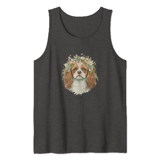 Cute Cavalier King Charles Spaniel Flower Crown Do Tank Tops