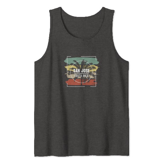 San Jose Costa Rica Artistic Palm Tree Retro Tank Tops
