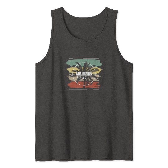 Ilha Grande Brazil Artistic Palm Tree Retro Tank Tops
