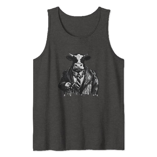 COW MOBSTER COW AS MOB BOSS COW A NOSTRA Tank Tops