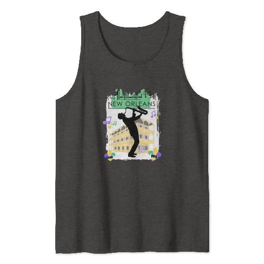 Mardi Gras New Orleans Louisiana City Jazz Music Tank Tops
