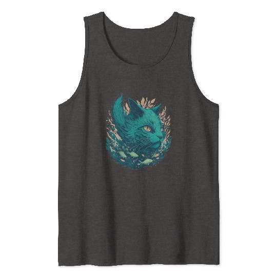 Great Green Beast Cat Funny Design Tank Tops