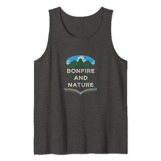 Bonfire and Nature Camping Wildlife Camper Outdoor Tank Tops