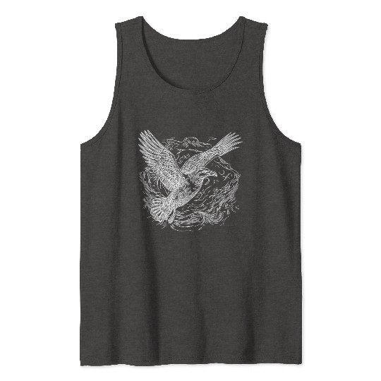 Flying Seagull Over The Sea Tank Tops
