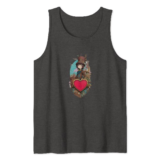 Gears and Lace: A Cute Steampunk Design Tank Tops