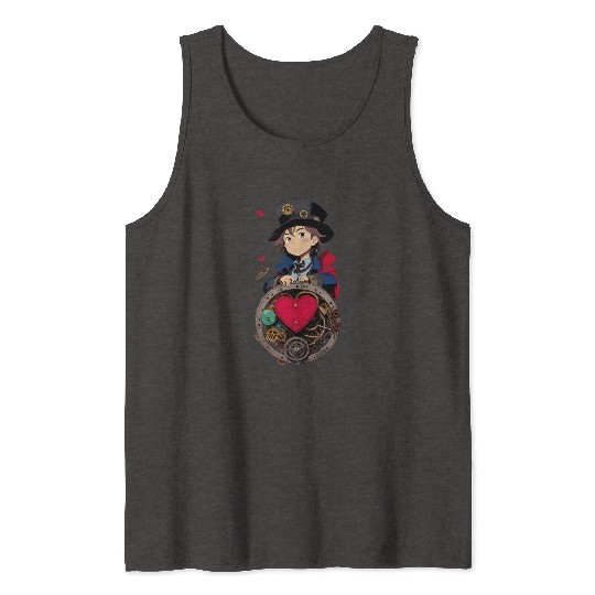 Gears and Lace: A Cute Steampunk Design Tank Tops
