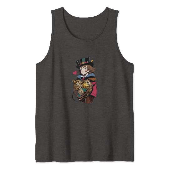 Gears and Lace: A Cute Steampunk Design Tank Tops