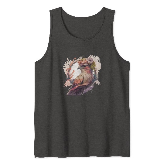 Birds Of Prey Kite Bird Flower Crown Floral Tank Tops