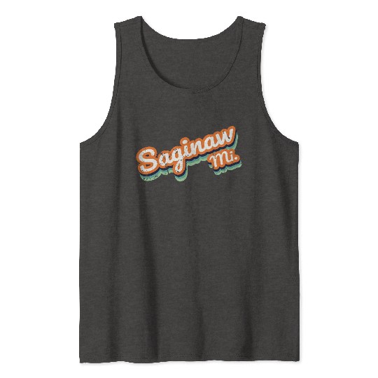 Retro Vintage Saginaw Mi Distressed Tank Tops