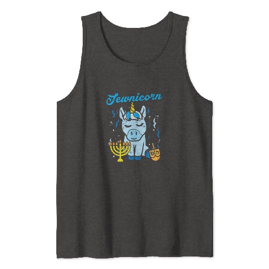 Jewnicorn Jew Unicorn Cute Hanukkah Pajamas Tank Tops