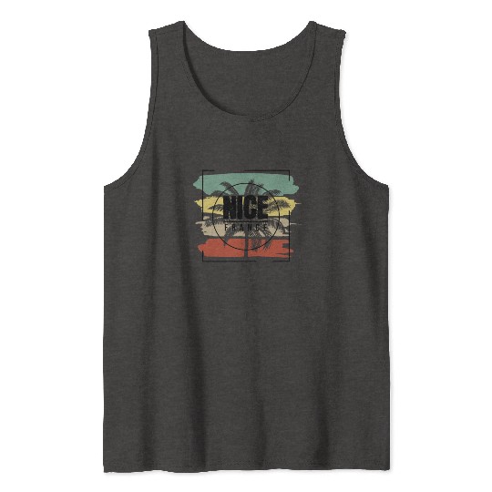 Nice France Palm Tree Retro Artistic Tank Tops