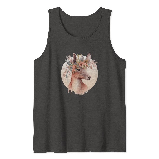 Cute Australian Kangaroo Flower Crown Animal Lover Tank Tops