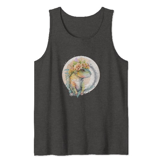 Cute Lizard Chameleon Flower Crown Pet Reptile Lov Tank Tops