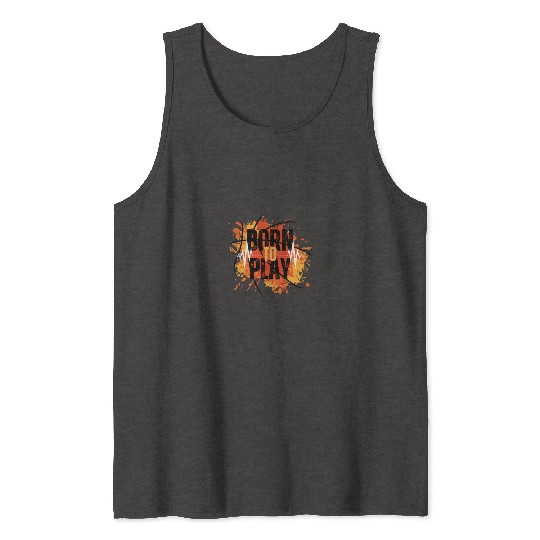Black Orange Yellow Modern Born To Play Basketball Tank Tops
