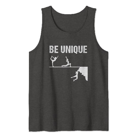 Be Unique Rock Climbing Girl Motivational Design Tank Tops