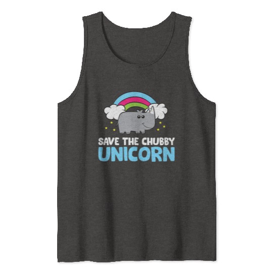 Save The Chubby Unicorn Rhinoceros Cute Rhino Tank Tops