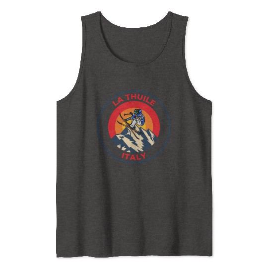 Vintage Cool Skiing in La Thuile Italy Sunset Tank Tops