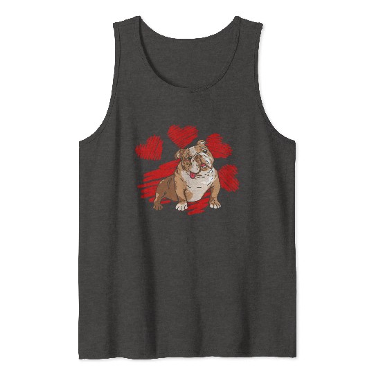 I Love My English Bulldog Dog Paw With Heart Tank Tops