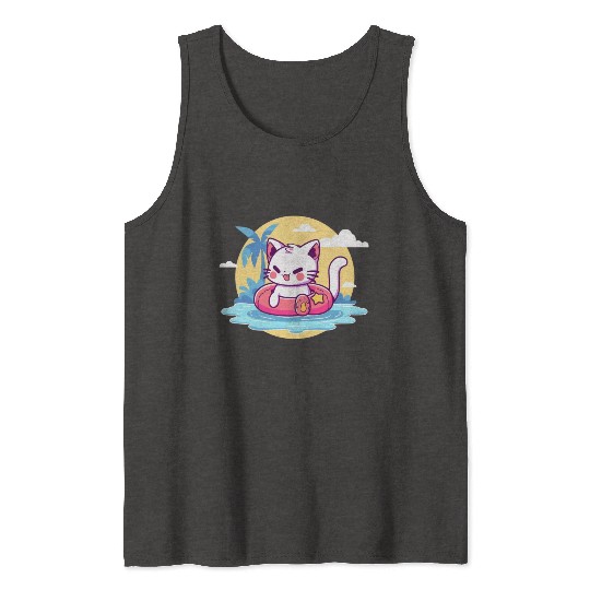 Beachside Kitty - Cat Vacation Tank Tops