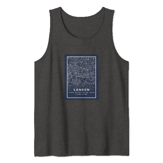 London Light City Map Blueprint design Tank Tops