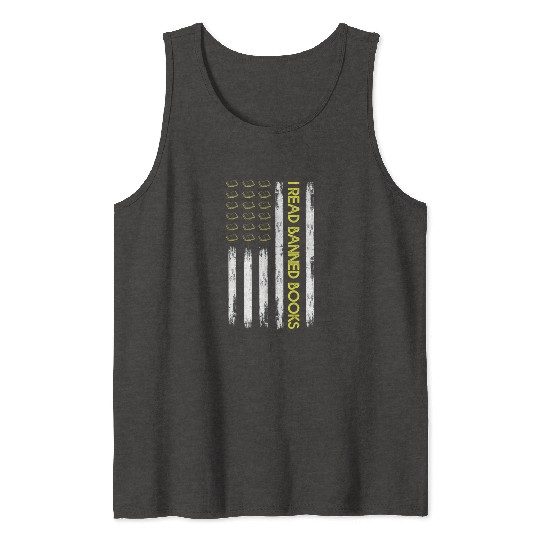 I Read Banned Books Retro USA Flag Reading Tank Tops