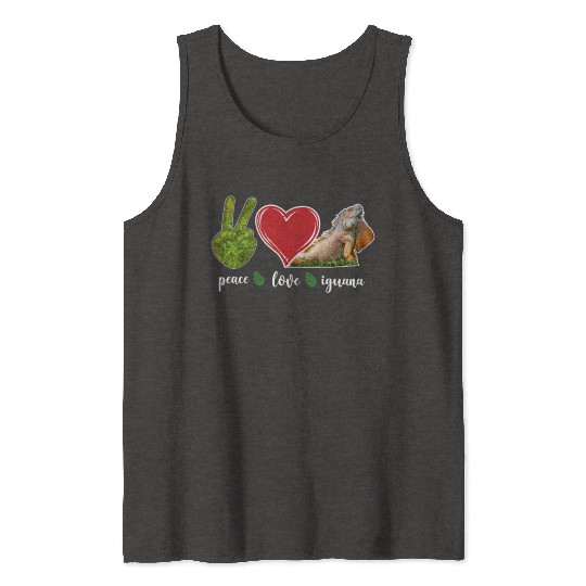 Peace Love Iguana Heart Tank Tops