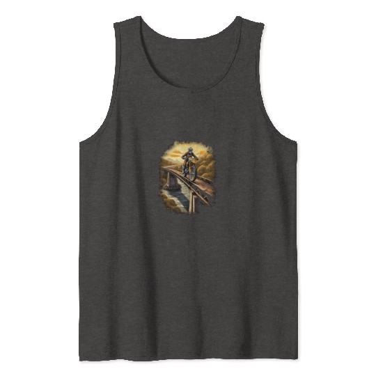 Dirt Bike Rider on Bridge Motorbike Biker Tank Tops