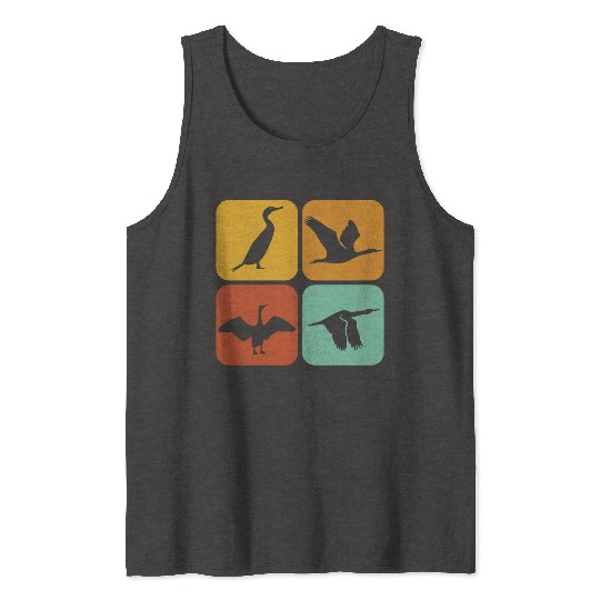 Retro Cormorant Birds I Aesthetic I Cormorant Bird Tank Tops