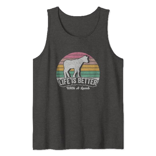 Funny Lamb Vintage Retro Life Is Better With Tank Tops