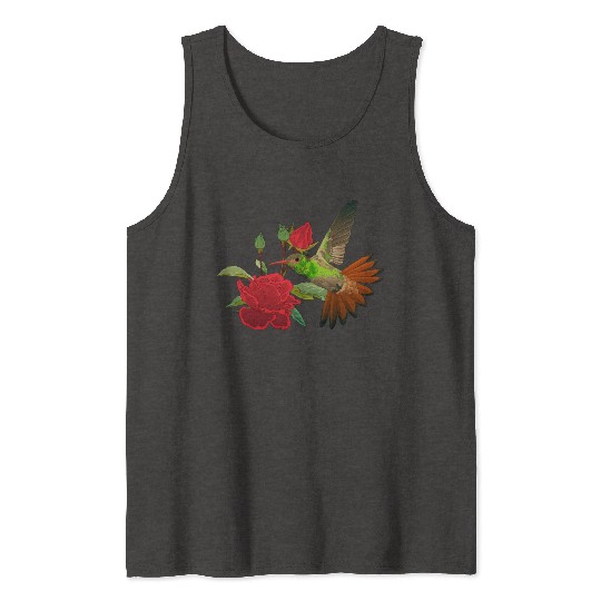 Hummingbird With Flower Tank Tops