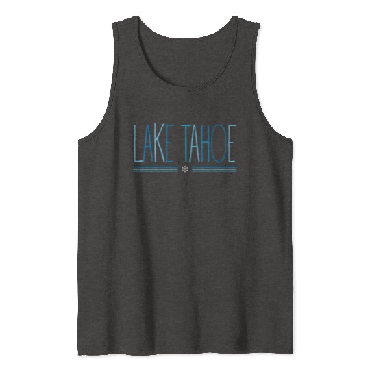 Lake Tahoe Winter Snowflake Blue Lettering Tank Tops