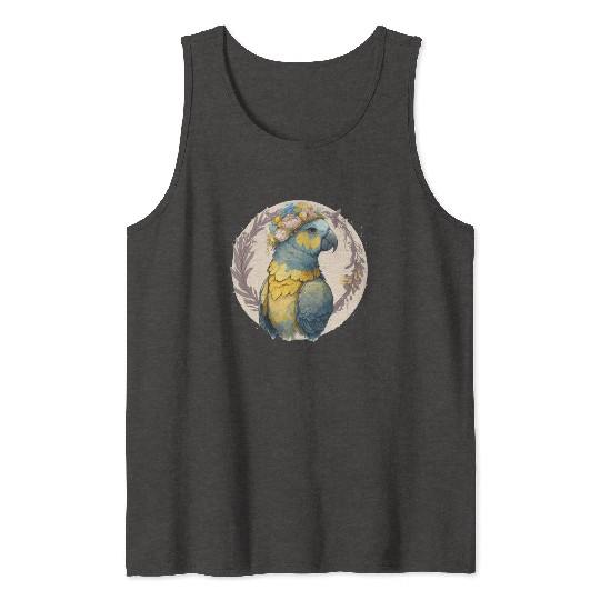 Yellow Blue Ara Macaw Flower Crown Parrot Parakeet Tank Tops